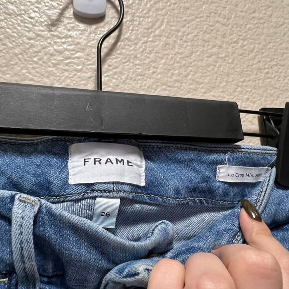 Frame Le Crop Mini Boot Hi-Rise Flare Jeans Blue Denim Cotton Light Wash Sz 26 - Picture 4 of 6